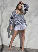 Load image into Gallery viewer, Gingham Tired Tassel Top
