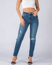 Load image into Gallery viewer, Blue Distressed Denim Straight Leg
